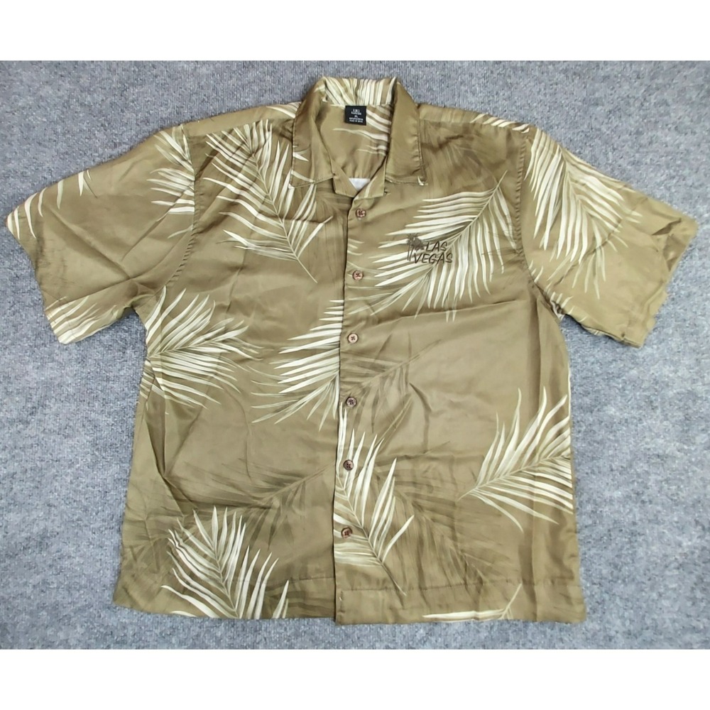 DC Classic Hawaiian Floral Green Button Up Shirt Las Vegas Logo Men's Size XL